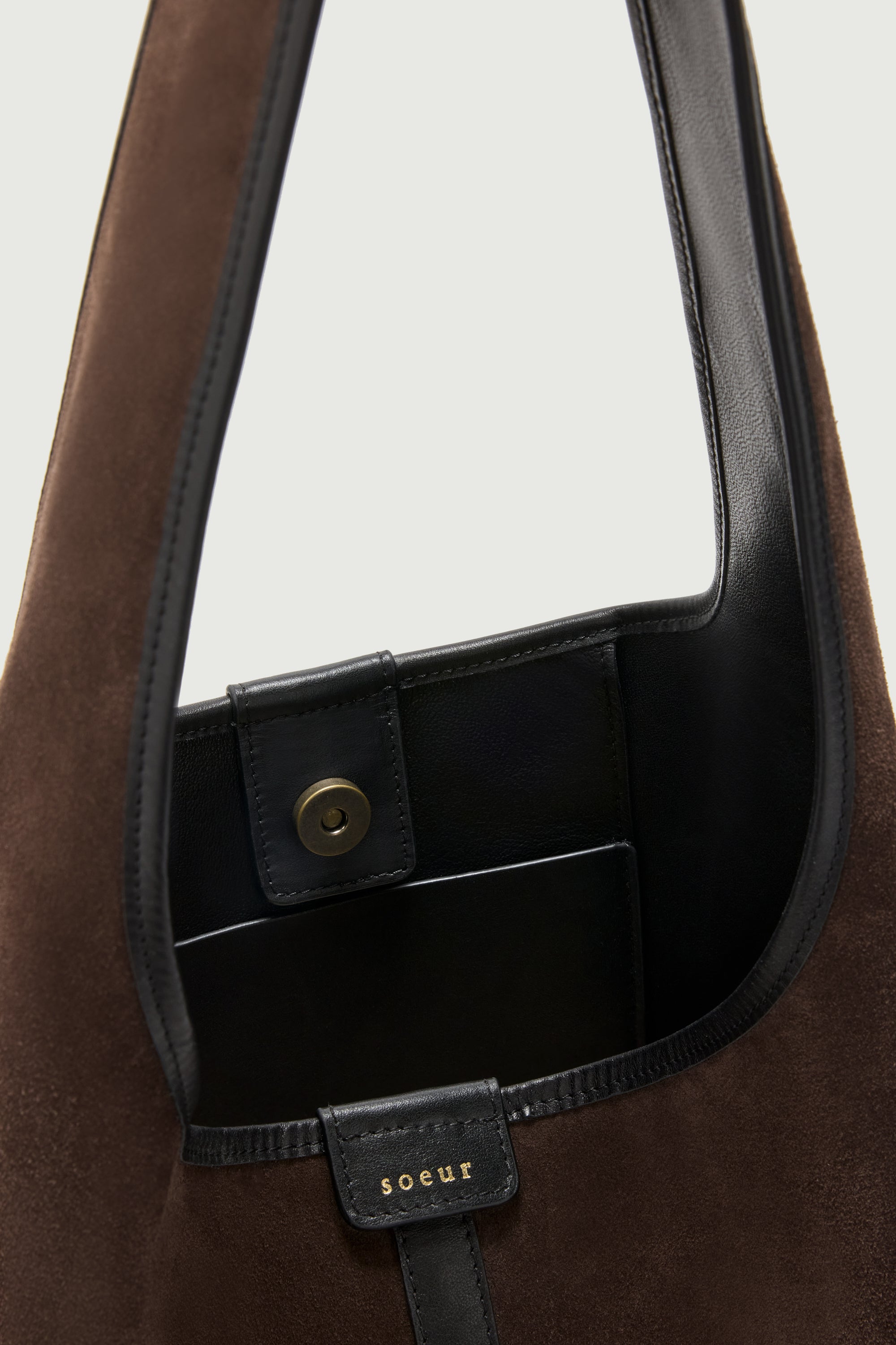 Tote Bag DELICE Dark Brown Split Leather