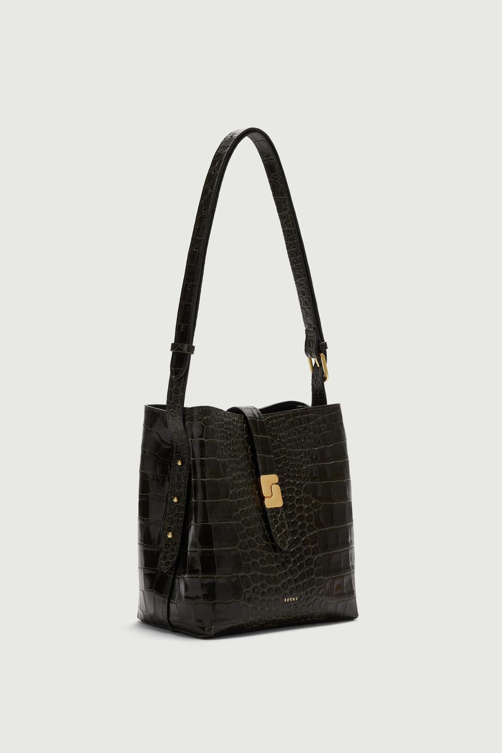 SAC BELLO MINI Olive Green EFFET Croc-Effect