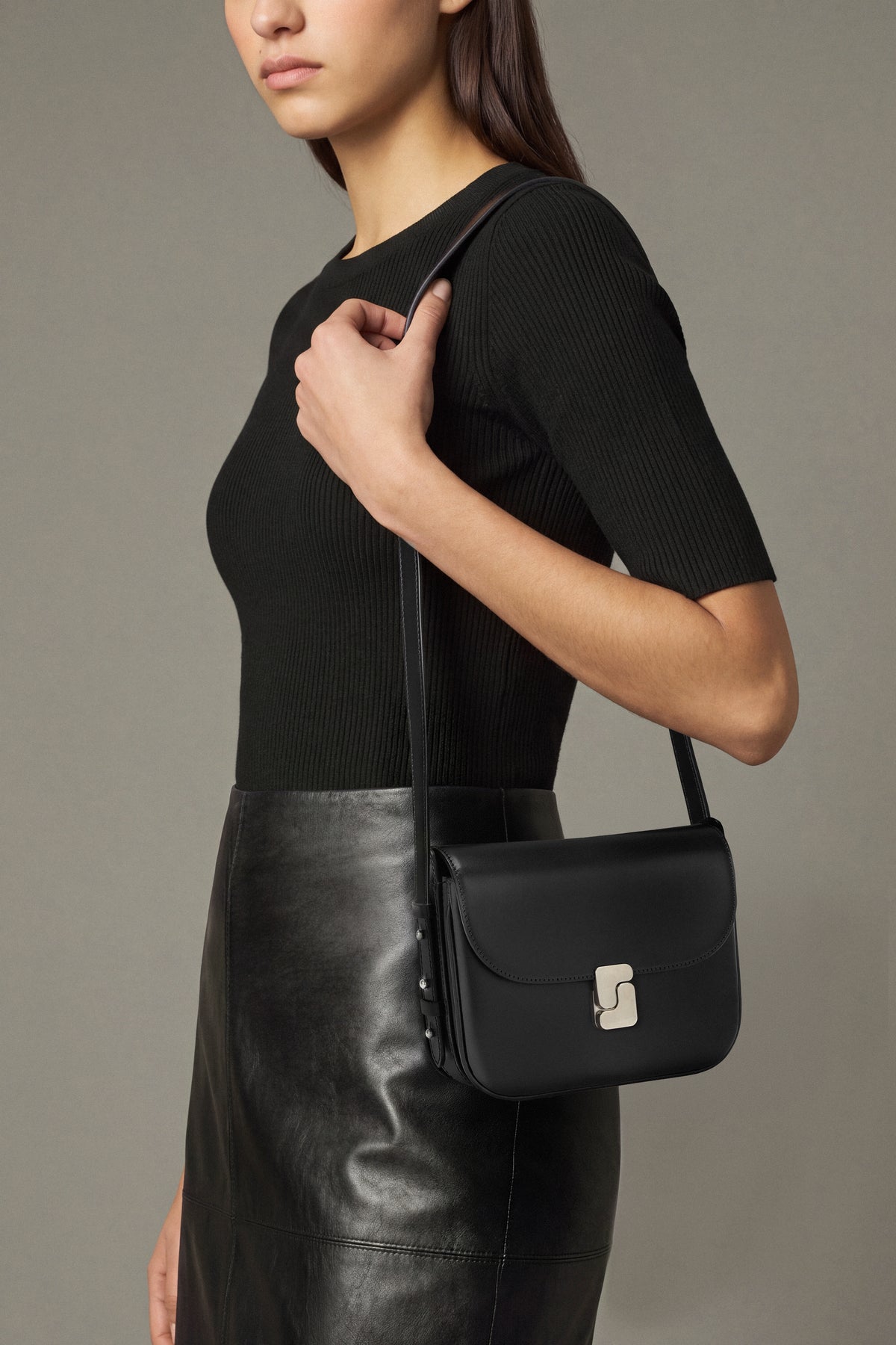 Sac Bellissima Mini - Noir Cuir Box Boucle S - Soeur
