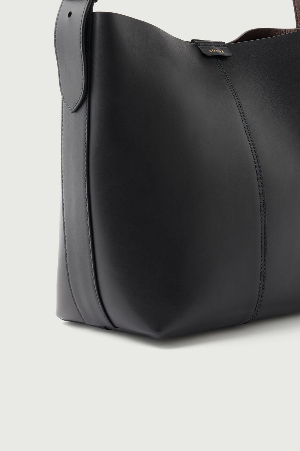 Sac Saudade Mini - Acier/Chocolat - Cuir - Femme vue 4