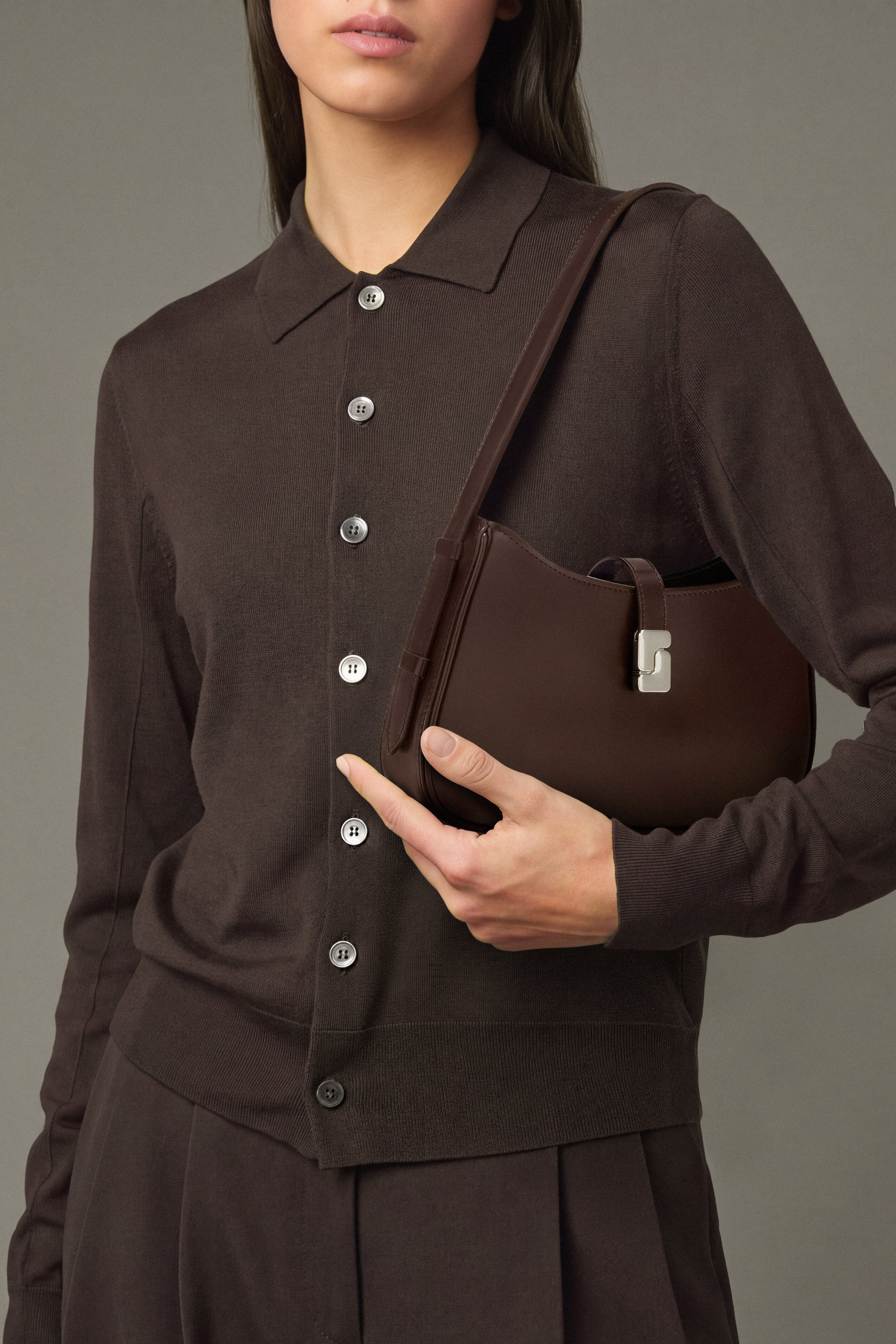 SAC BONNIE Chocolate Clasp Silver-Tone