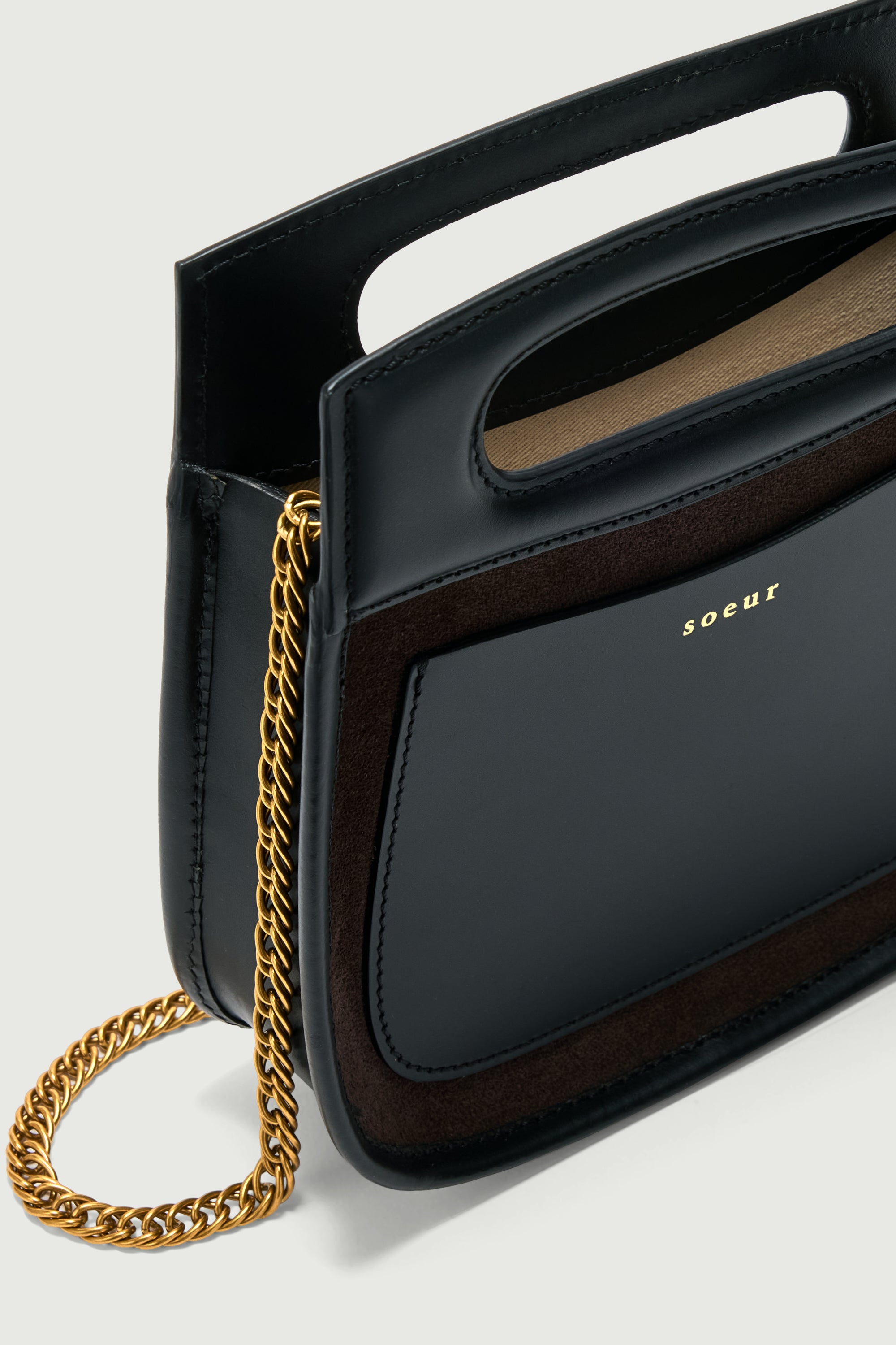 SAC CHERI MINI Dark Brown Split Leather